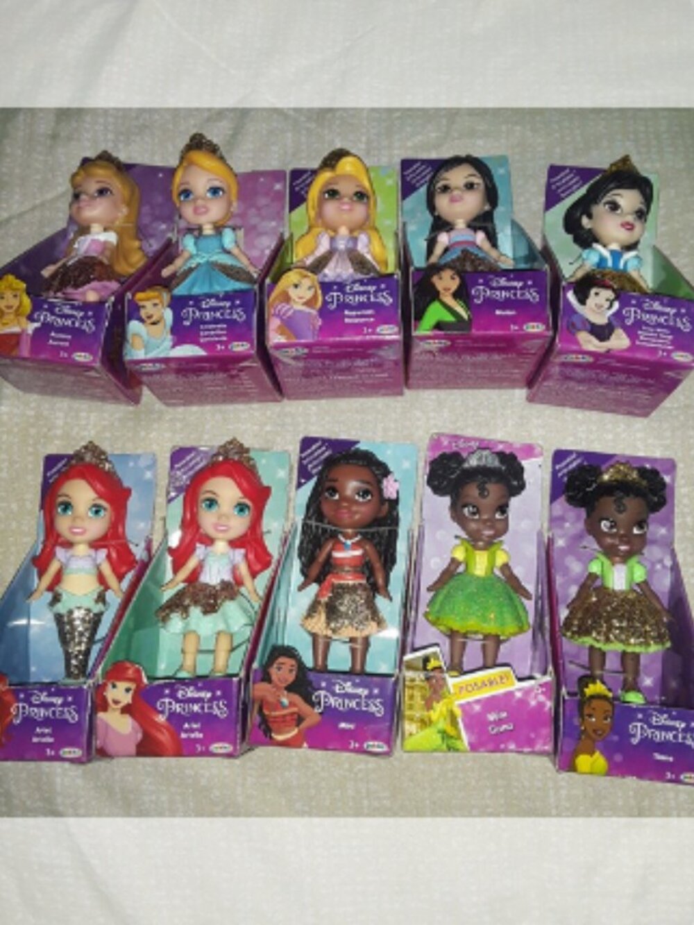 10 dolls pc princess Aurora Cinder Rapunzel Mulan Snow White Ariel Moana Tiana